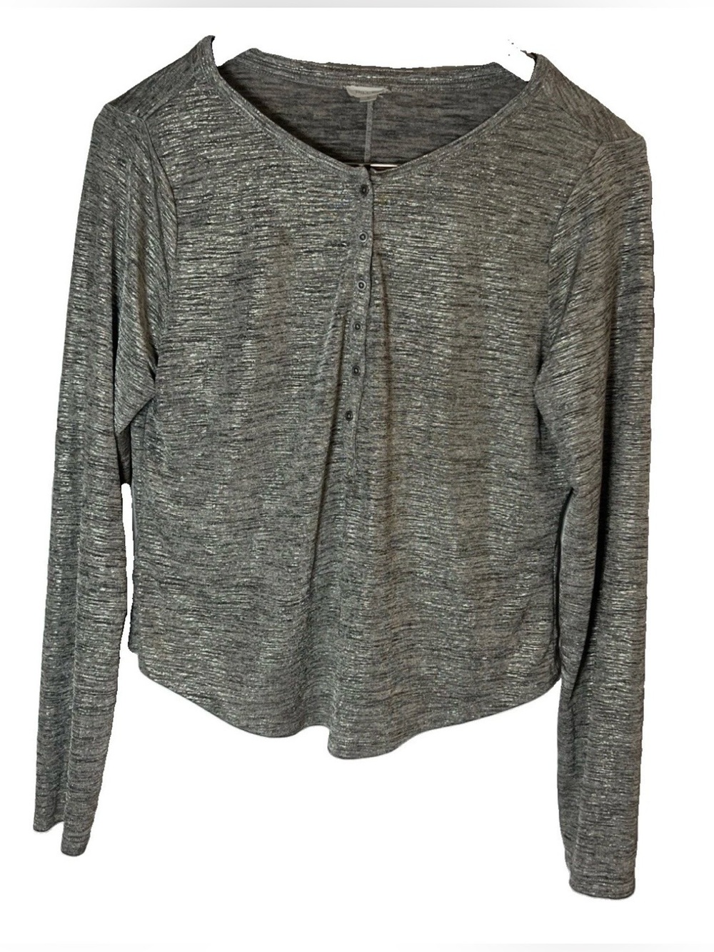 Anthropologie Pilcro Space Dye Henley Shirt Grey Long Sleeve Womens Top